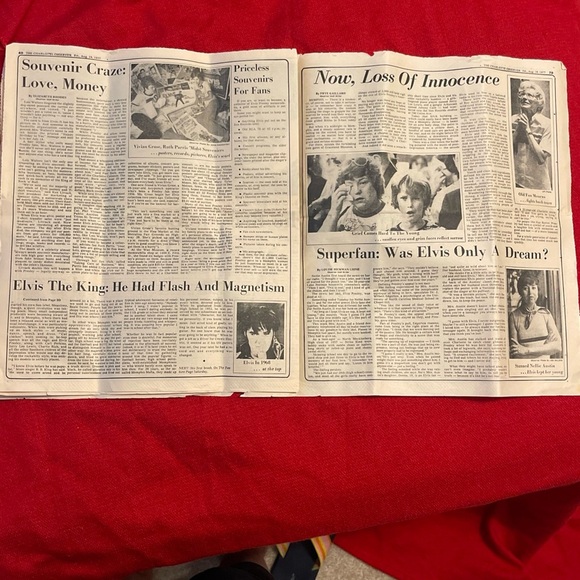 Vintage Elvis Newspaper Keepsake Charlotte August 19 . 1977 - Picture 5 of 9